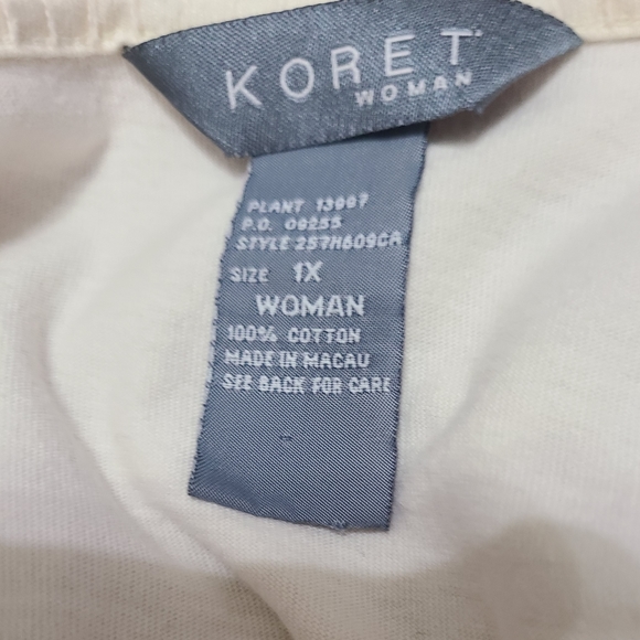 Koret Women's Quarter Sleeve Beadwork Blouse, Size: 1X Color: Cream - Picture 8 of 14